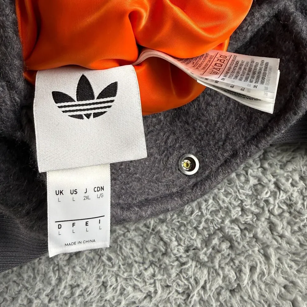 Adidas Reversible Superstar Bomber Jacket Mens Large Grey Orange Originals Loose